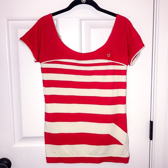 Reebok Tops - RBK Reebok Red and White Striped Top